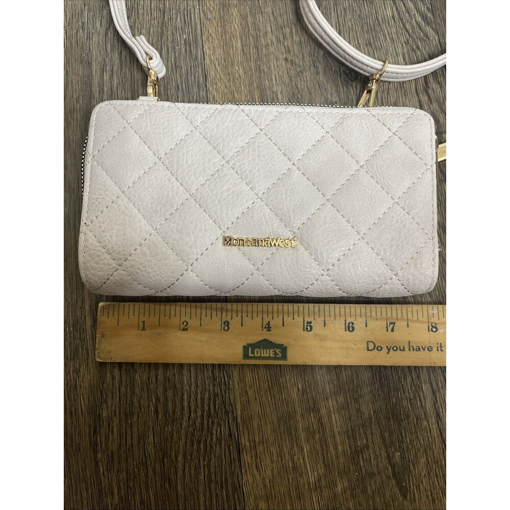 MONTANA WEST Western Leather Crossbody Quilted Handbag Beige Off-White - Picture 12 of 13